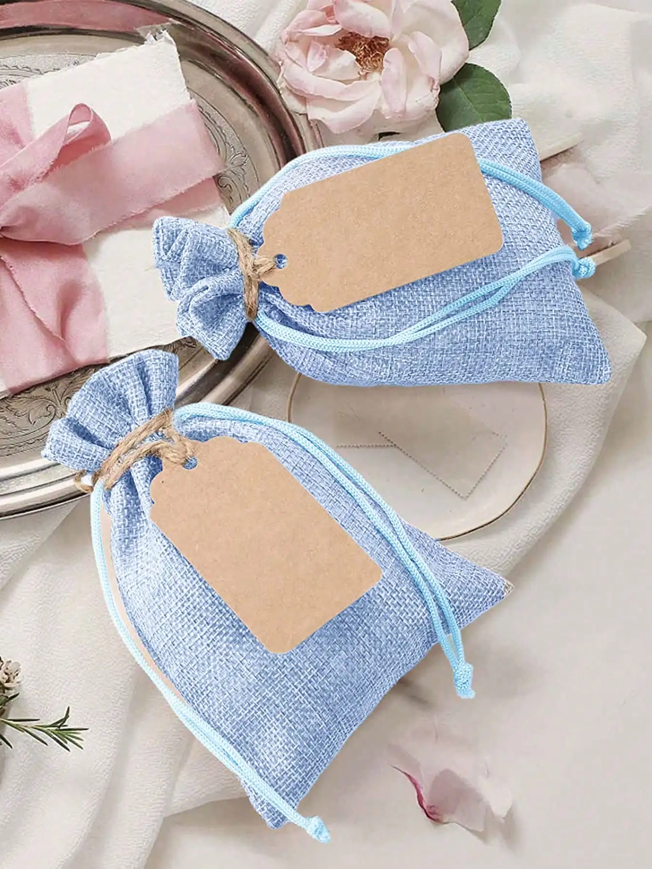 Naler 24-Pack Burlap Drawstring Bags - 4x6 Inch Linen Goodie Bags For Party Favors & Crafts