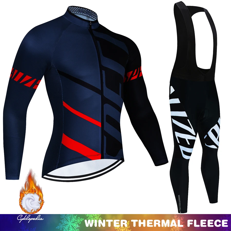 Winter Warm Fleece SPECIAUZED Cycling Jersey Men's Long Sleeve Jersey Suits Riding Clothing Bib Pants Set Fleece Factory Outlet