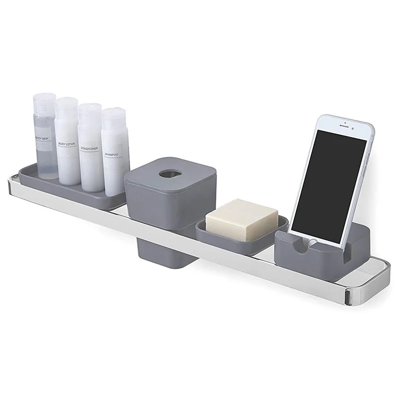 Umbra bathroom toiletries set, soap dispenser, storage tray, soap box, storage bucket, tissue box, rack.