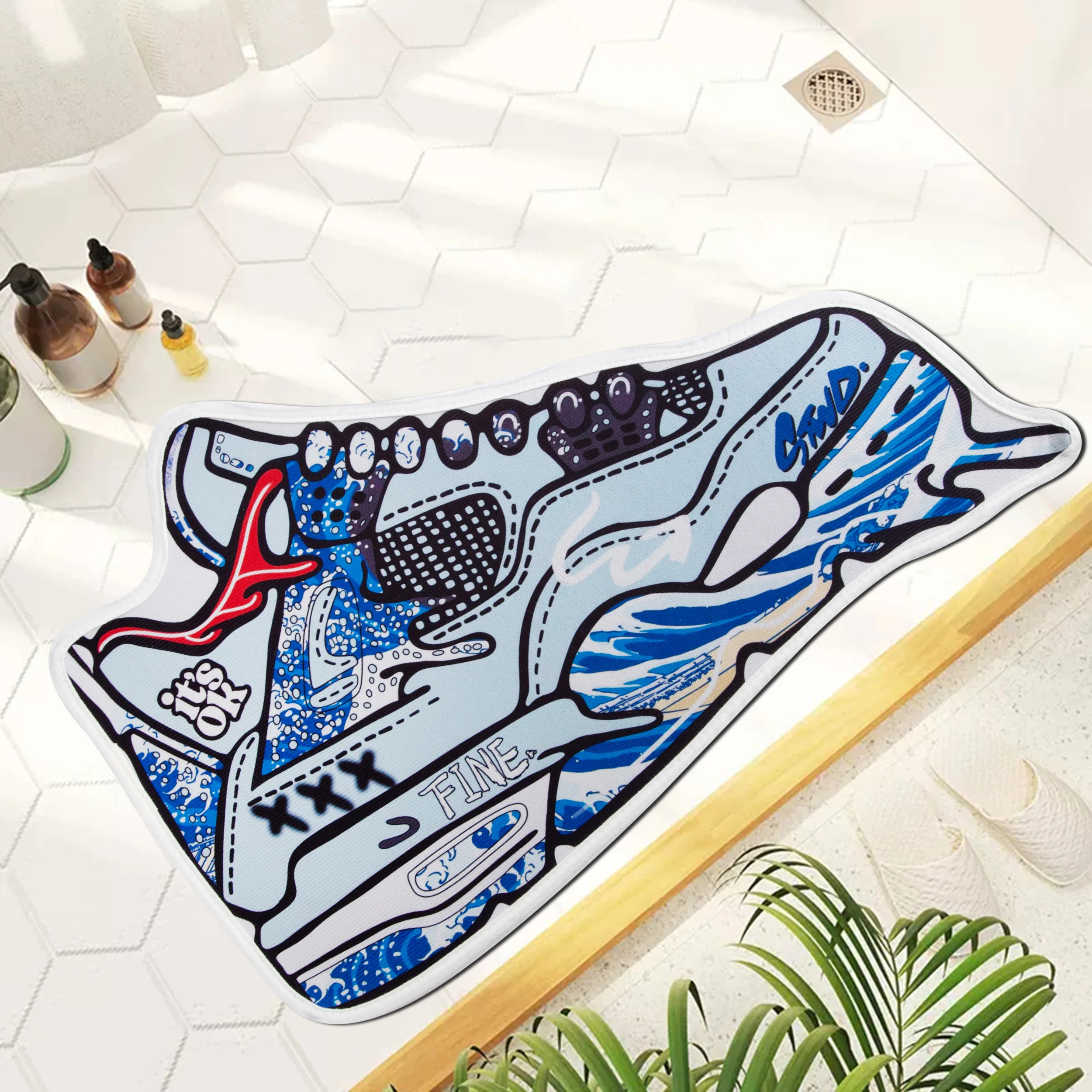 Sneaker Type Doormat Anti-skid Absorbent Bathroom Floor Mats Home Entrance Rugs Kitchen Living Room Carpet Outdoor Footpad
