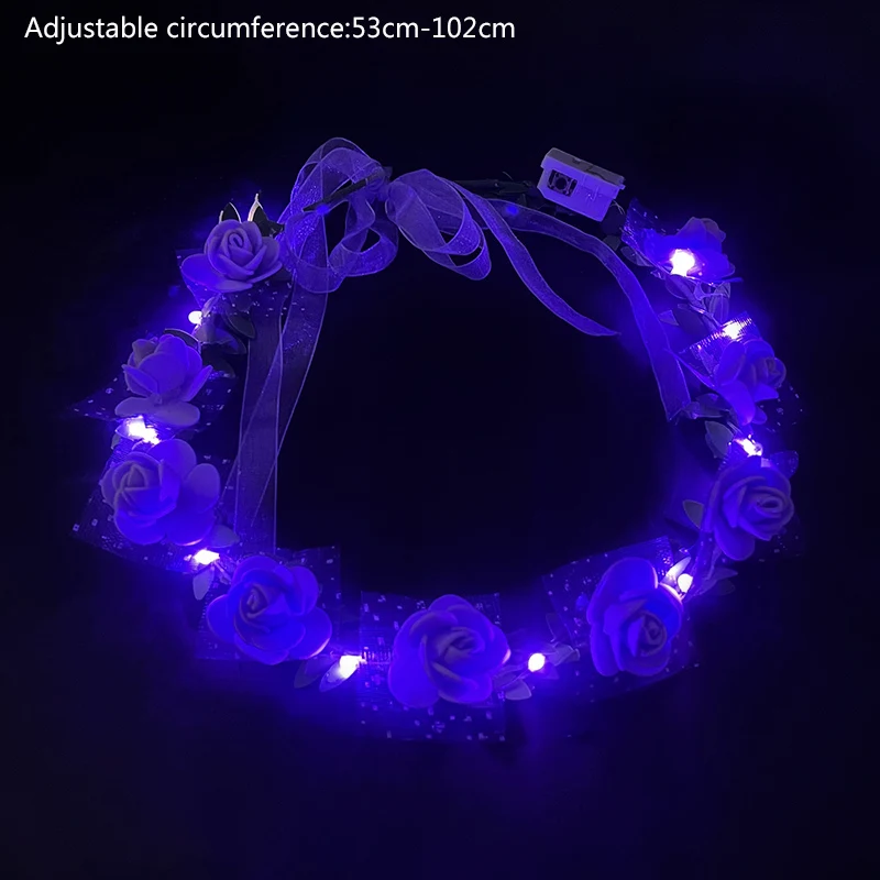 Corona Floreale Con Luci A LED Per Halloween, Feste E Matrimoni, Illuminata, Unisex, Regolabile