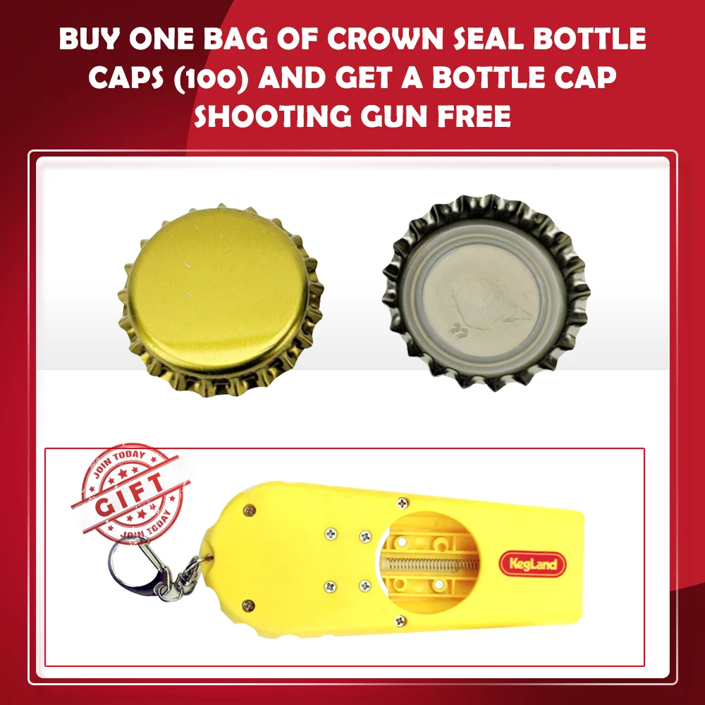 KegLand Pack of 100 for Bottling Crown Seal Screw Cap Shooting Gun Free