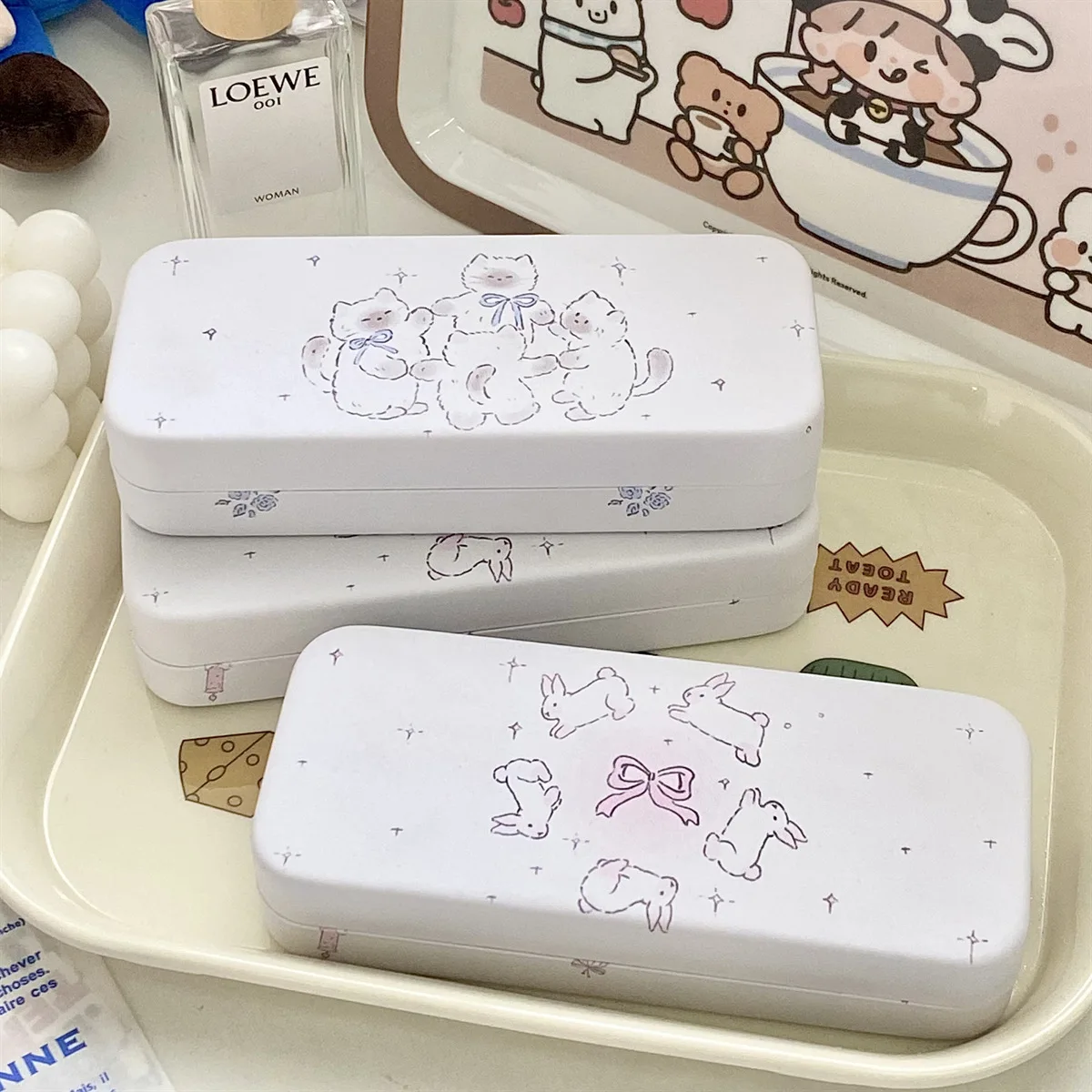 Cute Animal Glasses Case Women Cartoon Portable Myopia Sunglasses Storage Box Girl PU Leather Pressure Resistant Eyeglasses Box