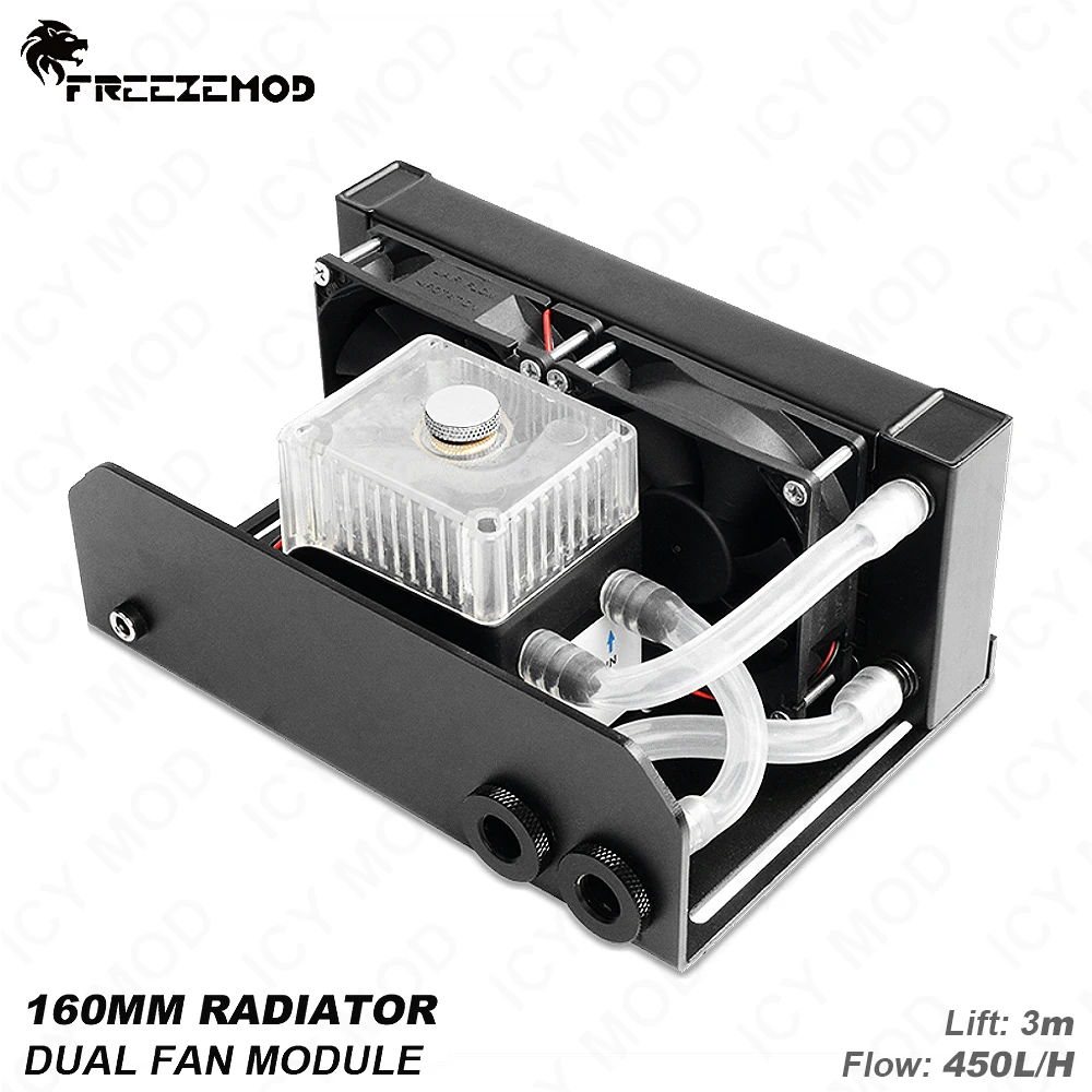 

FREEZEMOD One-piece Desktop Cooling Module 160mm Aluminum Radiator Double 80mm Fans 450H/L Flow 3M Elevation SLMZ-V-B