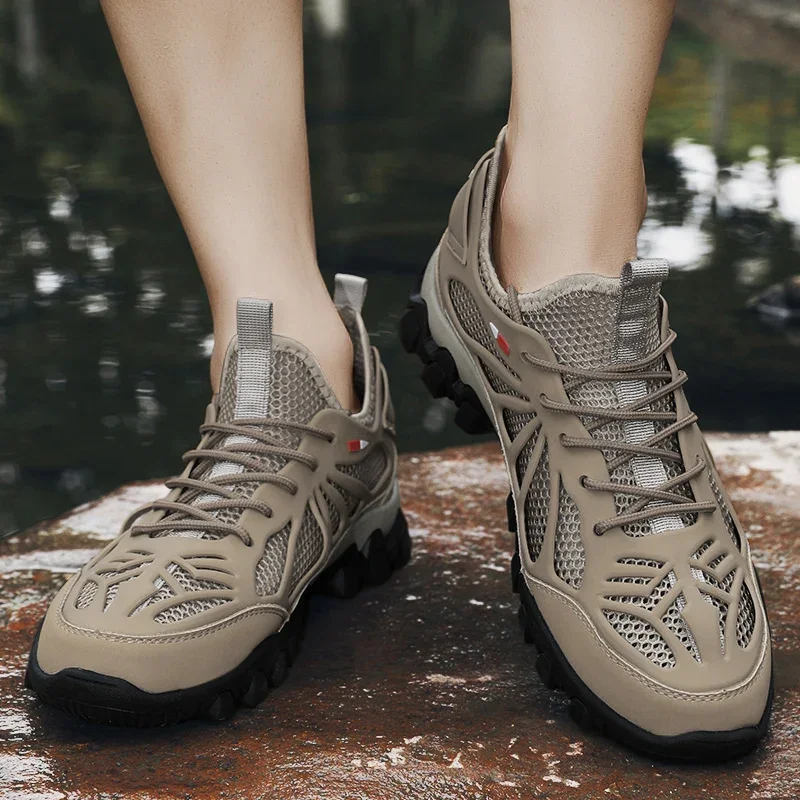 

Summer cut-out casual men's shoes, breathable sports mesh shoes, non-slip outdoor hiking shoes, breathable hiking shoes 38-48
