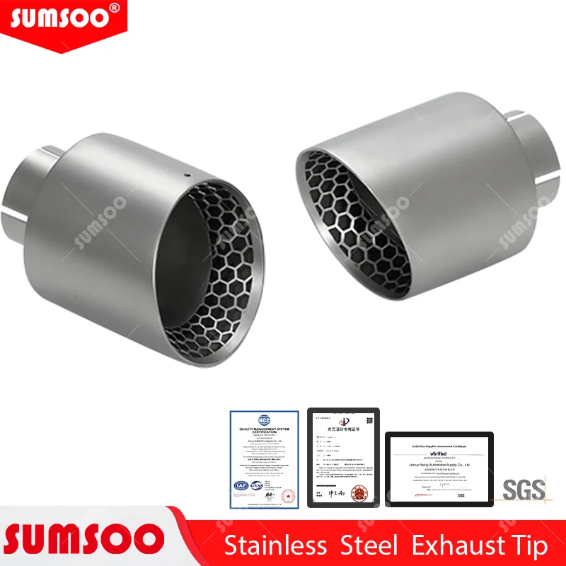 

Универсальный матовый наконечник выхлопной трубы из нержавеющей стали SUMSOO, улучшенная сотовая конструкция, глушитель для выхлопной трубы, модификация на заказ