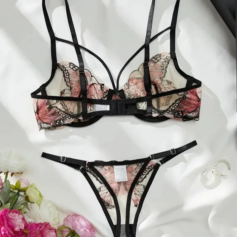 Sexy Underwear Set Fairy Butterfly Lingerie Transparent Bra Kit Black Pink Beautiful Lace Underwear Erotic Intimate Goods