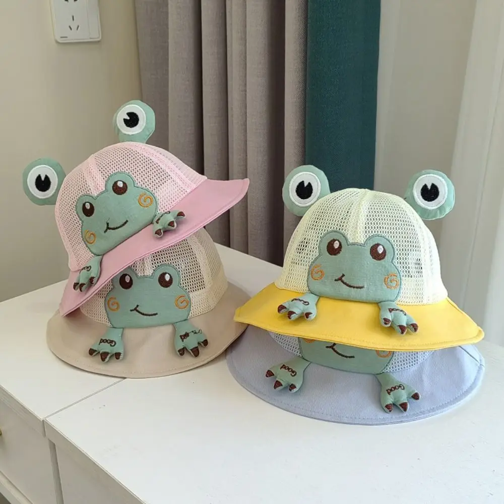 

Cartoon Frog Fisherman Hats High Quality Breathable Thin Sun Cap Bucket Hat Baby