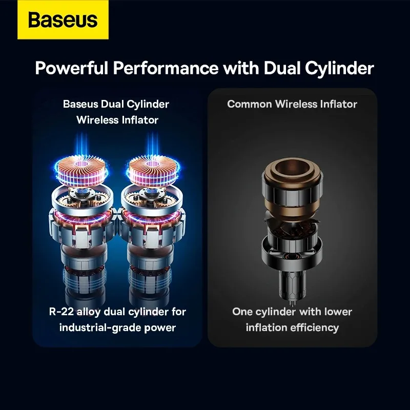 Air Pump Baseus Wireless Air Compressor Inflatable Pump Dual Cylinder Electric Tire Inflator Car Motorcycle Bicycle Tyre