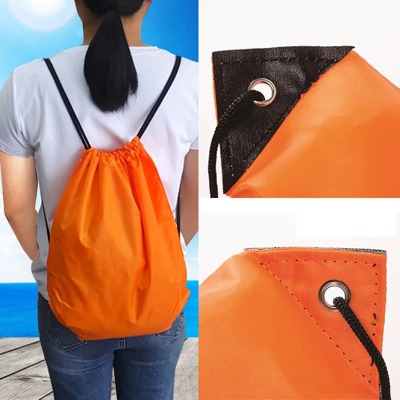 Oxford Cloth Waterproof Drawstring Backpacks Swimming Sports Beach Bag Travel Portable Fold Mini Double Shoulder Bags
