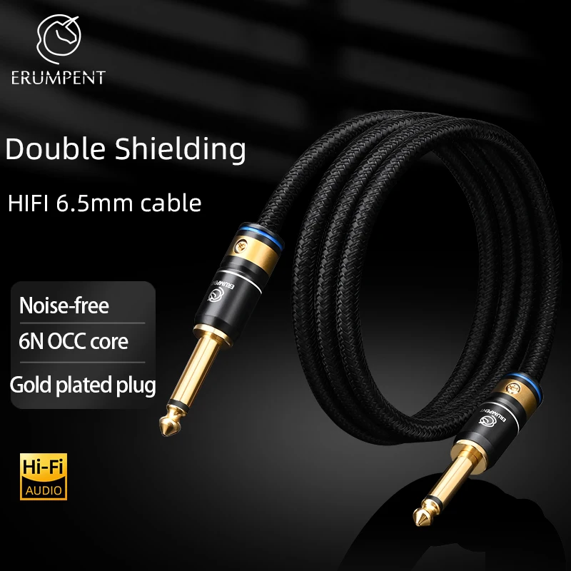 

ERUMPENT Aux Guitar Cable 6.5 Jack 6.5mm to 6.5mm Audio Cable 6.35mm Aux Cable for Stereo Guitar Mixer Amplifier Speaker cable