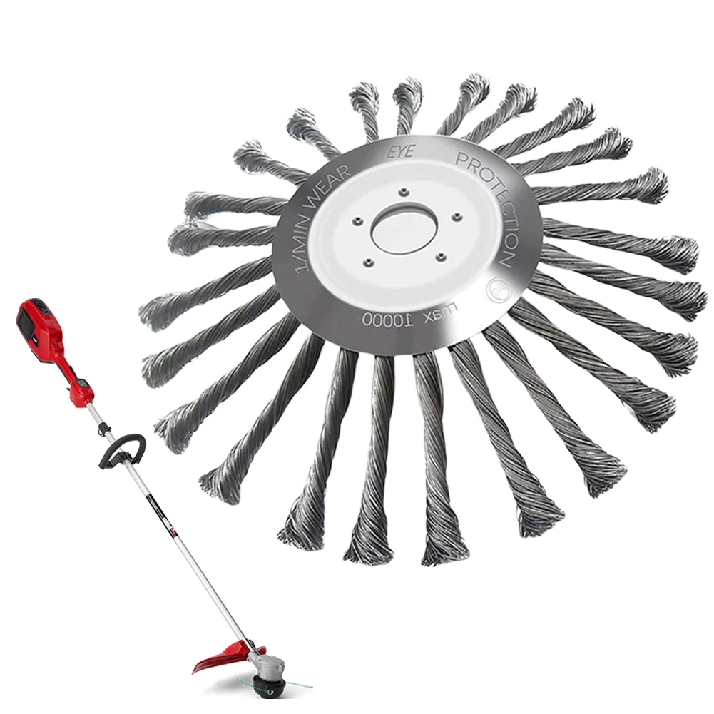 Grass Trimmer Head 10/5/4inch Wire Brush Trimmer Head Removal Rust Knot Steel Wire Grass Trimmer Head Derusting Weeding Wheel Garden Cutter Tools