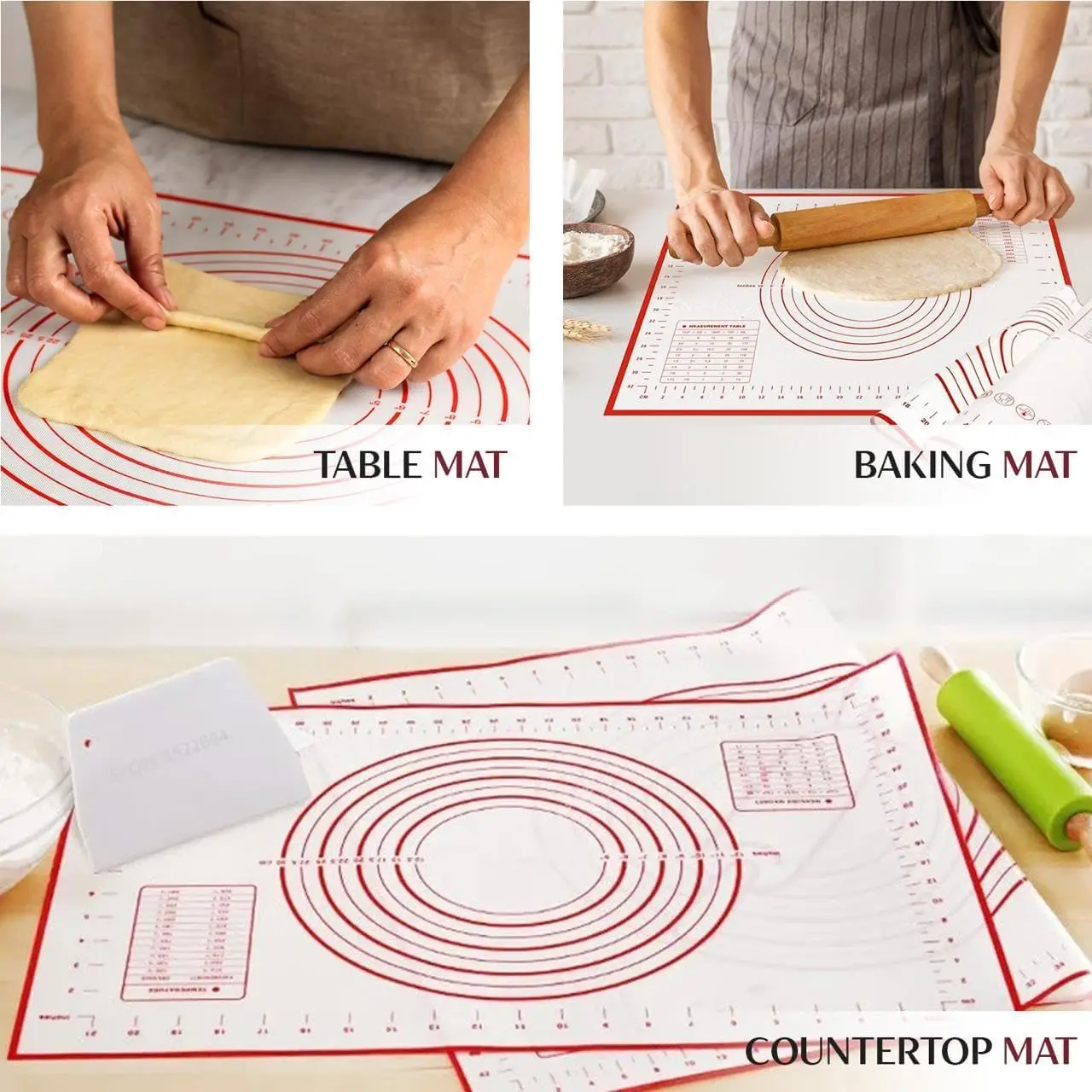 Tappetino per pasticceria in silicone con misure Tappetino per pasticceria antiscivolo antiaderente resistente al calore senza BPA per arrotolare la pasta 15 Tappetino per pasticceria in silicone con misure Tappetino per pasticceria antiscivolo antiaderente resistente al calore senza BPA per arrotolare la pasta 15
