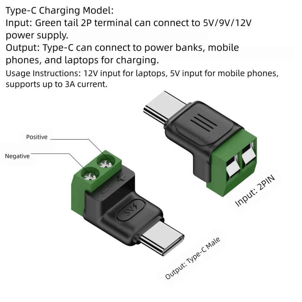 ตัวเลือกสินค้า อะแดปเตอร์ USB-C 2 พิน สกรู ชาร์จเร็ว 5V สีเขียว
