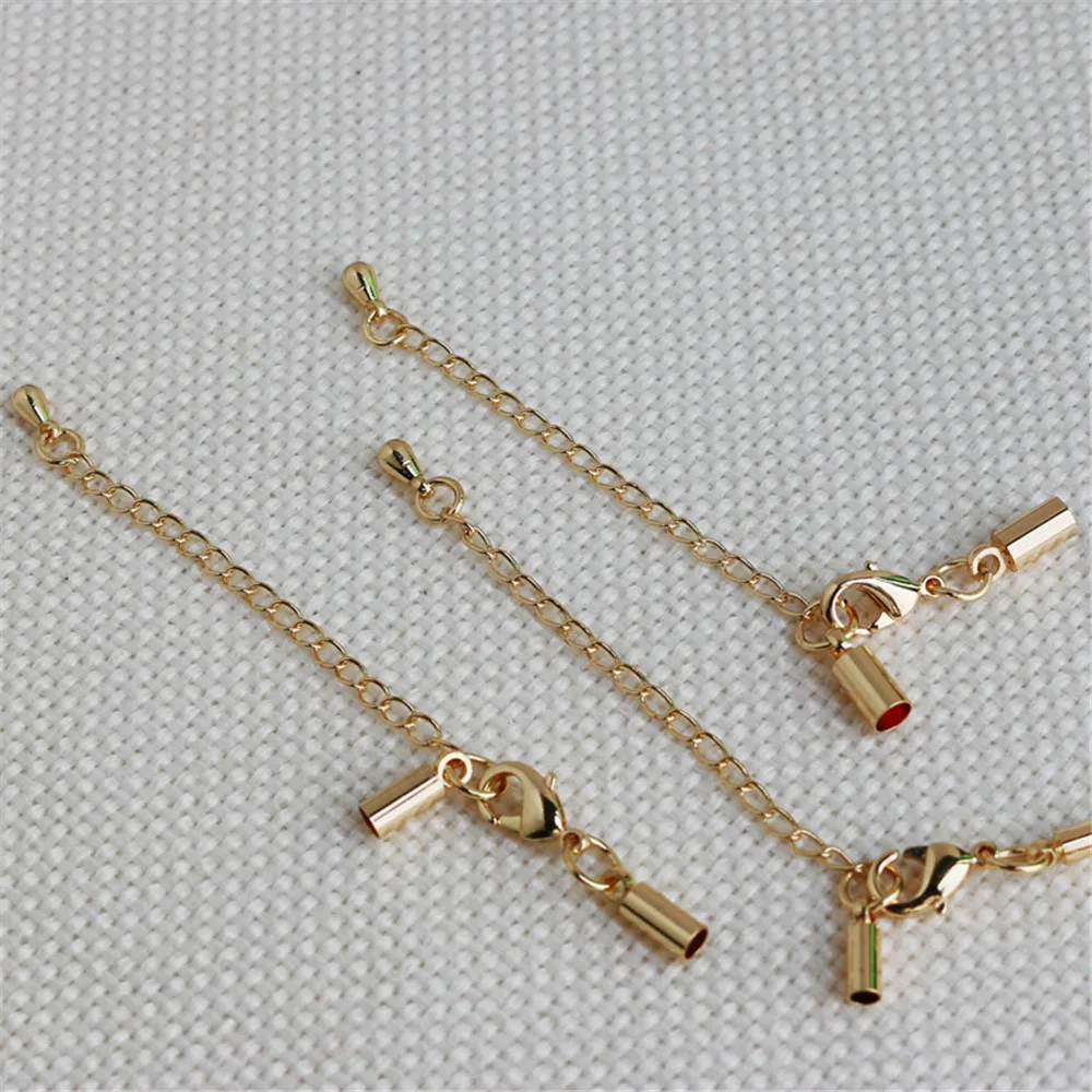 

14K encased gold lobster clasp Tail chain Color protection belt two rope end clasp DIY accessories extension chain
