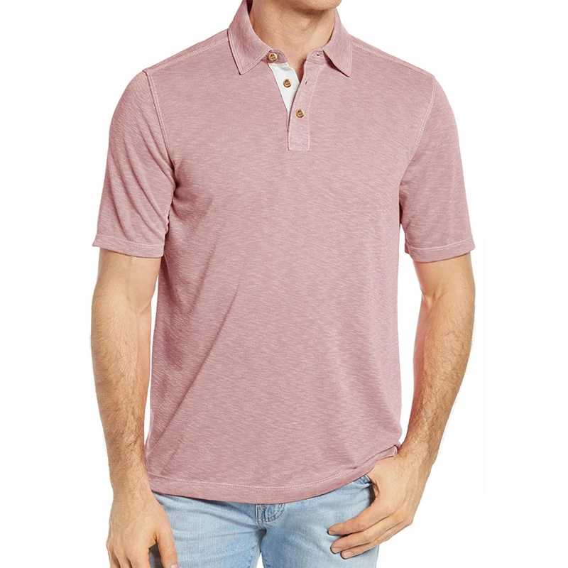 

Spring New Mens Cotton Polo Shirts Short Sleeve Buttoned Turn-down Collar T Shirts For Men Summer Casual Solid Color Pullovers