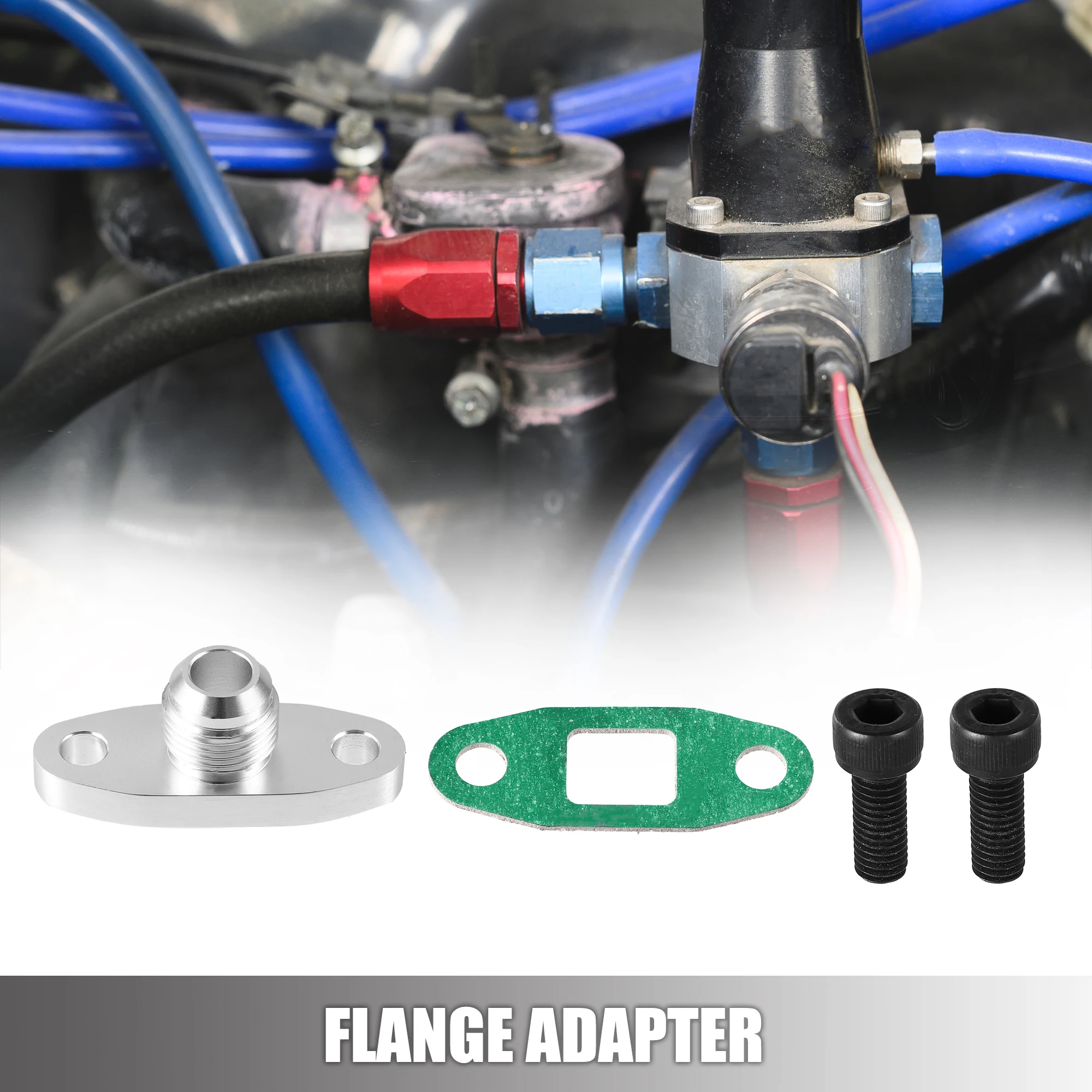 X Autohaux Car An10 Adapter Kit Oil Drain Return Aluminum Alloy Turbo Flange Gasket Fitting For T3 T4 T35 T40 T60 T70 With Bolts