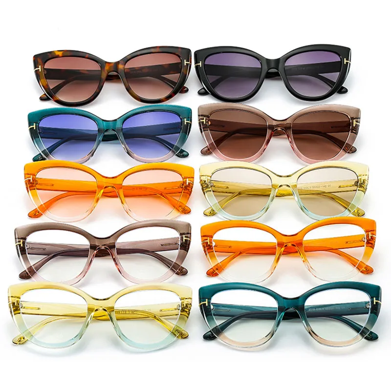 SHAUNA di Modo Dell'occhio di Gatto Donna Occhiali Da Sole Sfumati Shades Retro Occhiali Ottici Montature