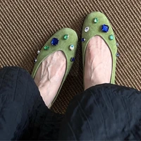 Luxury Colorful Gemstone Flats Women Comfortable Round Toe Shallow Suede Loafers for Ladies Elegant Brand Designer Casual Shoes - Image 4