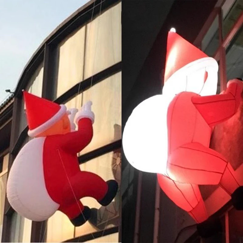 

6 Ft Christmas Inflatables Outdoor Decorations Blow Up Santa Claus Climbing Window with Built-in LED Lights for Home Party Toys