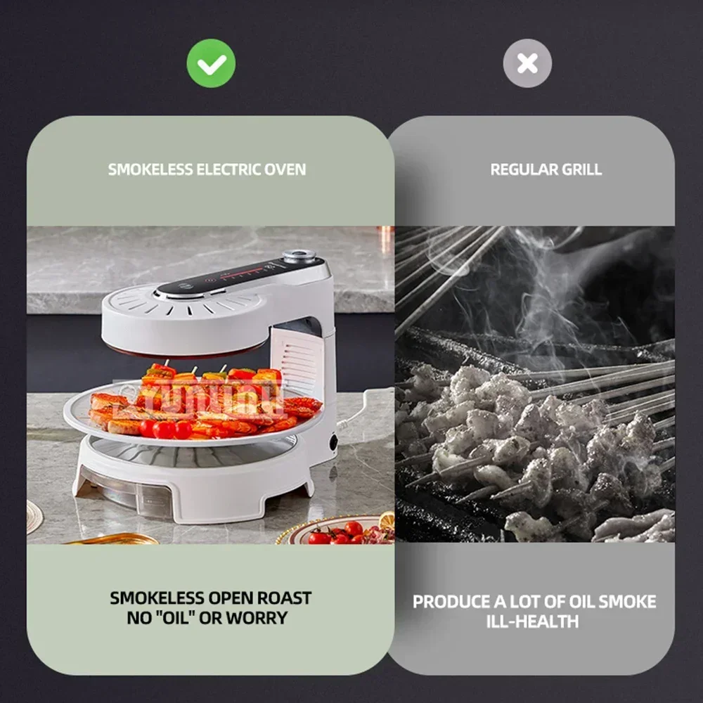 Electric Barbecue Grill Household Smokeless Electric Baking Pan Stove Multifunctional Rotating Barbecue Machine 5