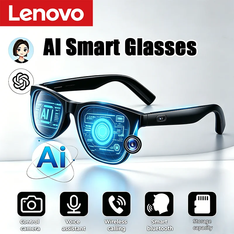 Óculos Inteligentes Lenovo com Assistente de Voz, Controle por Toque, Chamada Bluetooth, Óculos de Sol Esportivos para Homens e Mulheres, Lançamento 2026