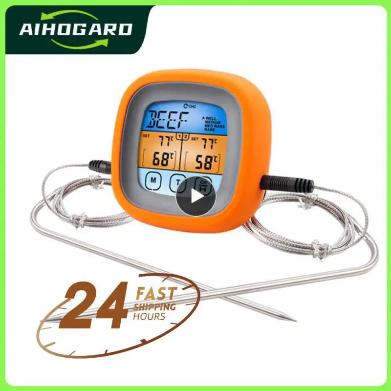 

Цифровой термометр для мяса с 2 щупами, Магнитный Измеритель температуры с тревожной подсветкой, совместим с кулинарной духовкой, грилем для барбекю