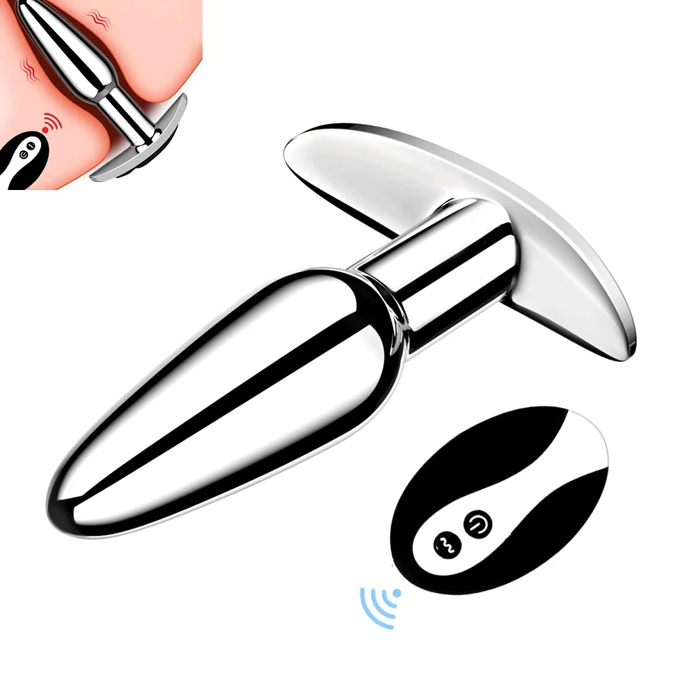 10-Gang-Metel-Analvibrator, Buttplug, kleine Analkugeln, Plug-Vibration, kabellose Fernbedienung, Prostata-Massage_voghion.com