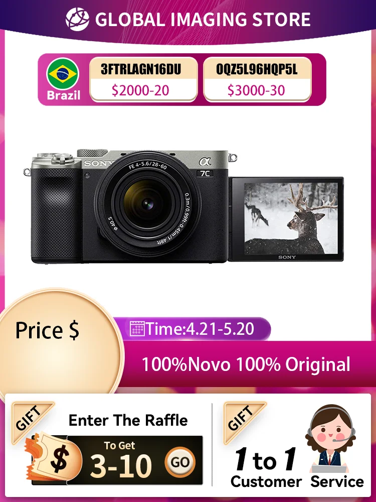 Sony alpha 7c a7c completoquadro 5 eixos estabilizador de imagem fotografia profissional