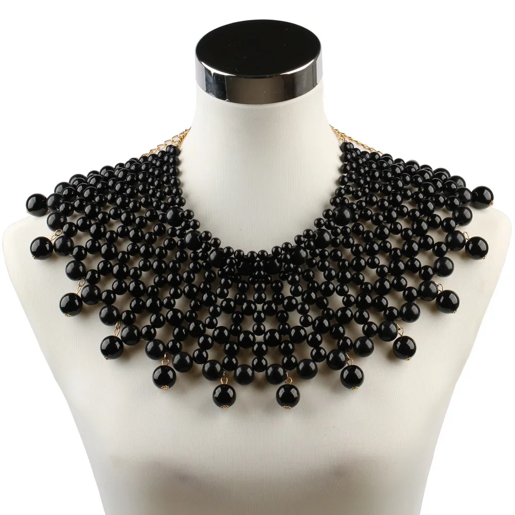 Detachable Faux Pearl False Collar Necklace – Ivory Beaded Choker For Women & Girls, Fashion Garment Accessory
