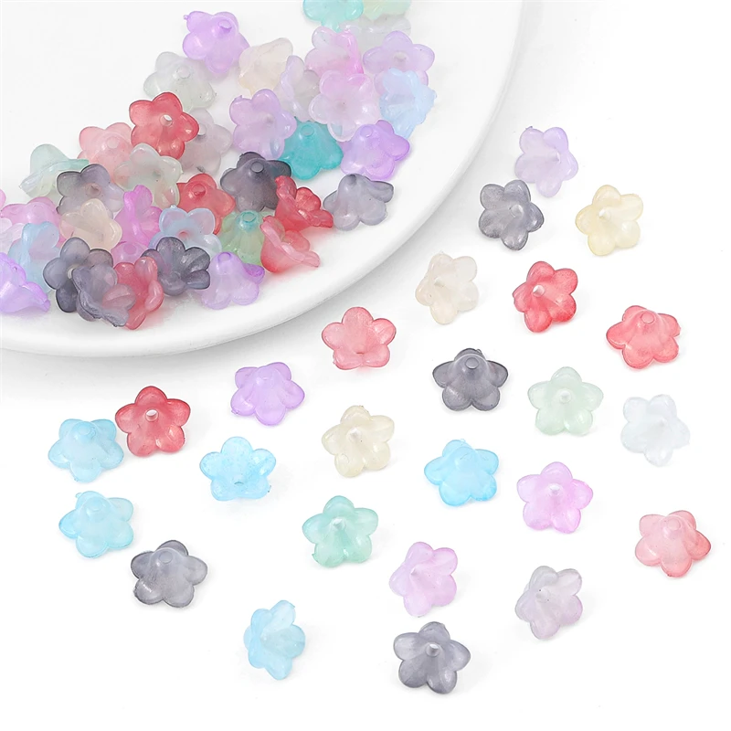 150 perline in acrilico a forma di fiore, in plastica trasparente