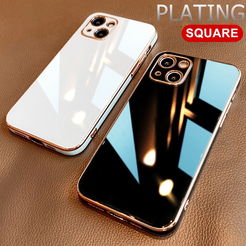 Luxury Square Plating Phone Case For iPhone 11 12 13 Pro Max XS Mini XR X 6 6S 8 7 Plus SE2 Solid Color Soft Silicone Back Cover iphone 12 pro max cover