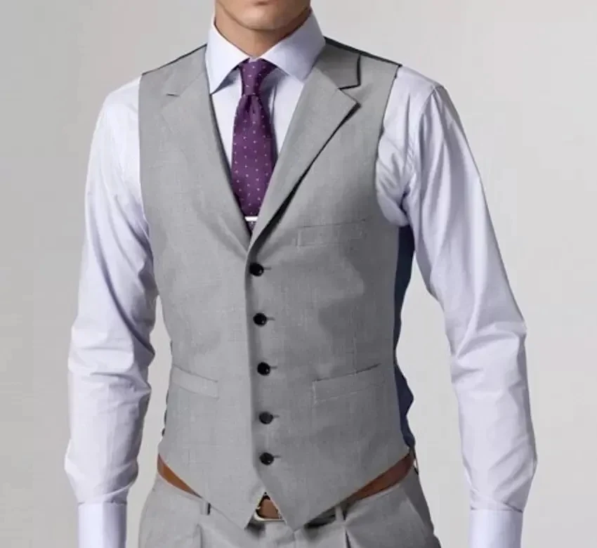 Handsome Men's Formal Gray Suit Wedding Party Groom Dress 3 pieces Groomsmen Tuexdos terno (Jacket+Vest+Pants)