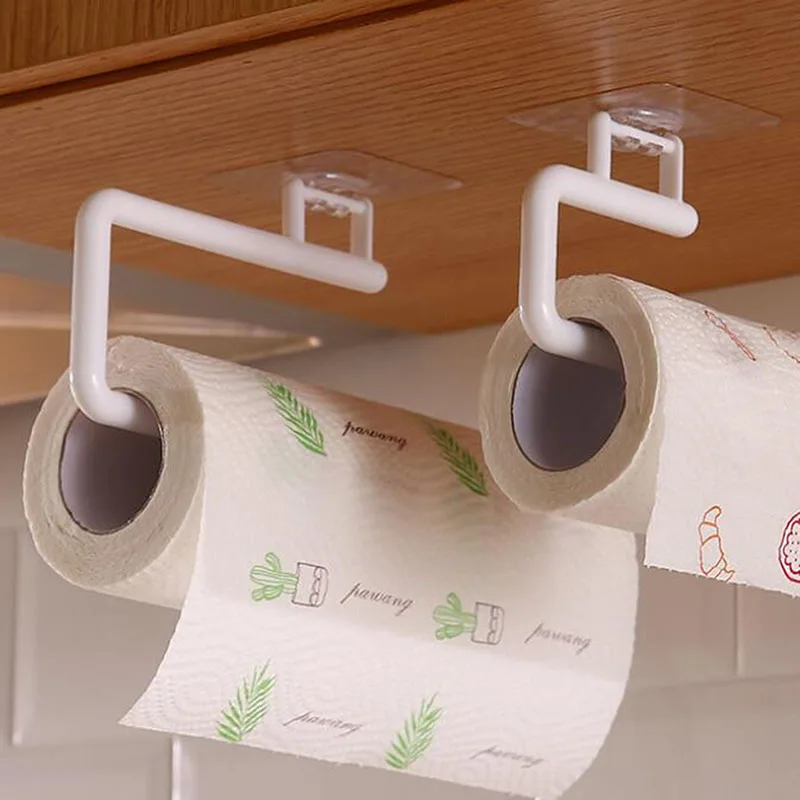 Kitchen Tissue Holder Hanging Toilet Roll Paper Towel Holder Rack Kitchen Bathroom Cabinet Door Hook Holder Organizer
