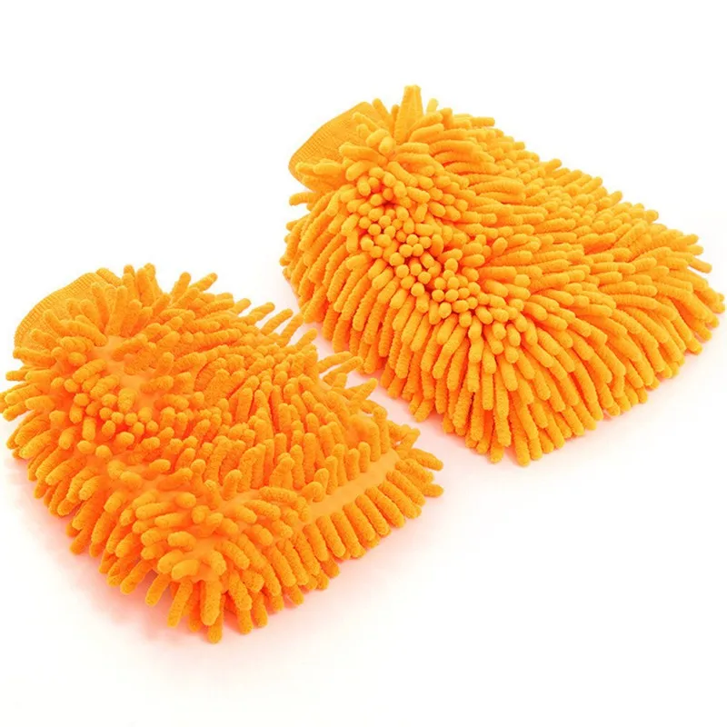 Hot sale 2 in 1 Ultrafine Fiber Chenille Microfiber Car Wash Glove Mitt Soft Mesh backing no scratch for Car Wash and Cleaning