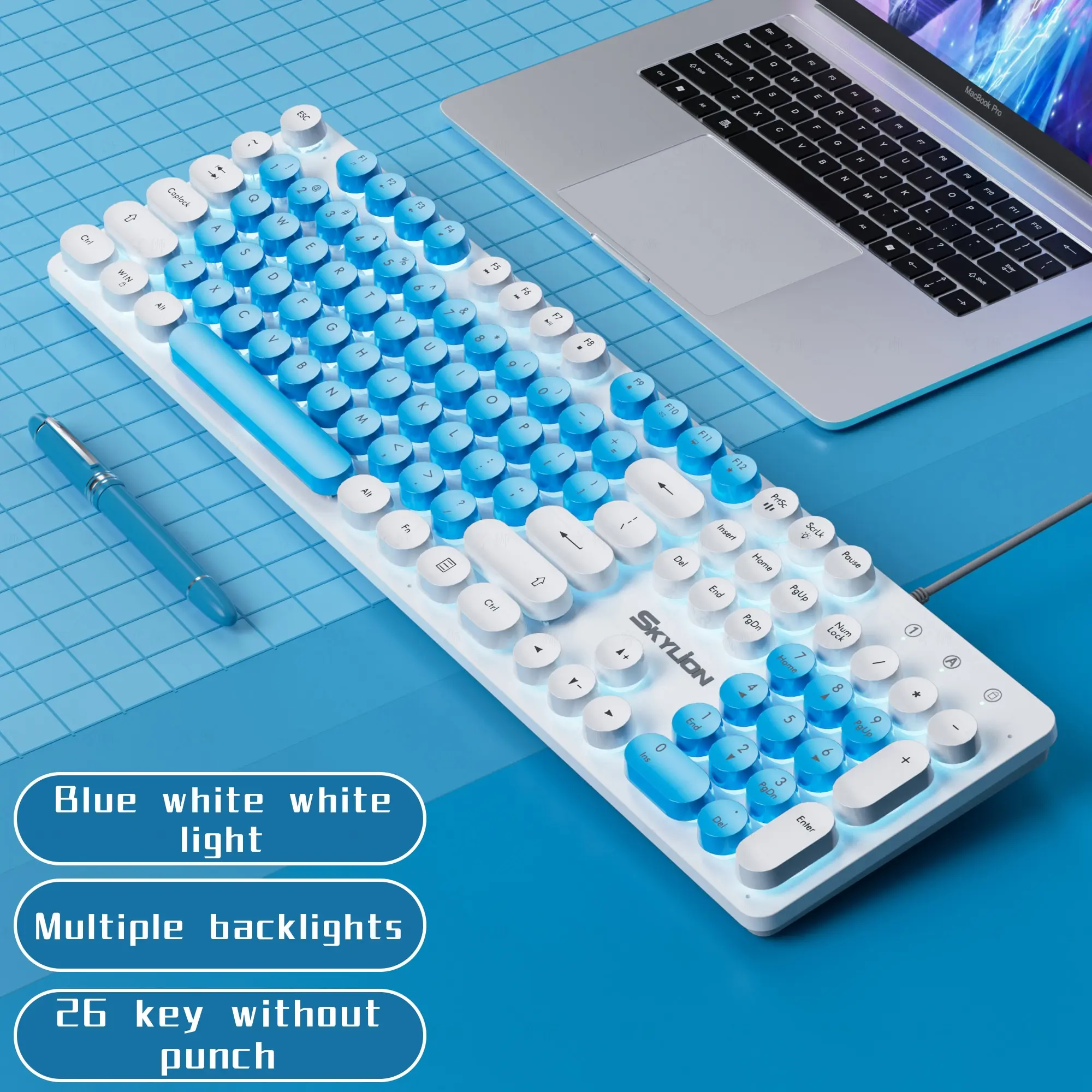 Wired Gaming Keyboard SKYLION H300 104 Keys Membrane Many Colorful Lighting For Windows and IOS System