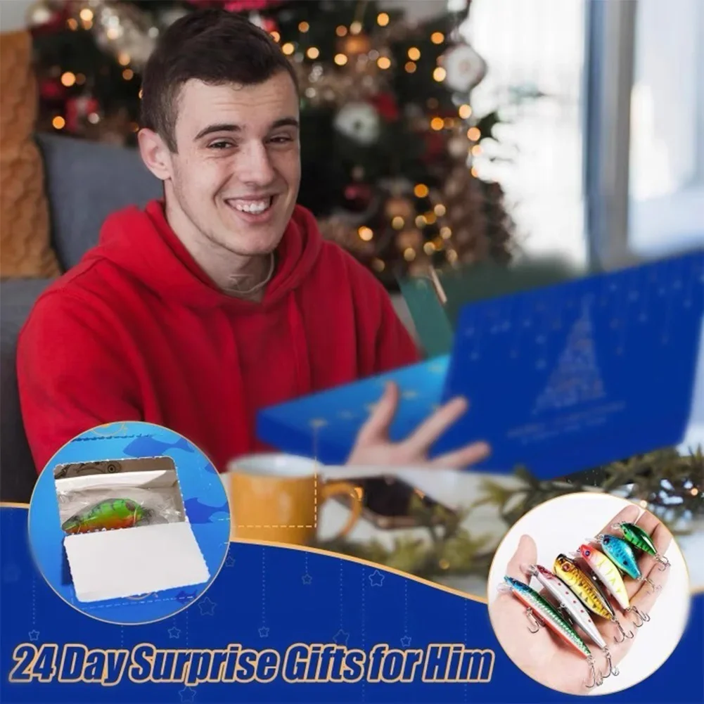 Fishing Advent Calendar 24 Days Fishing Christmas Countdown Lure Advent Calendar for Fisher Anglers Men Teen Boys
