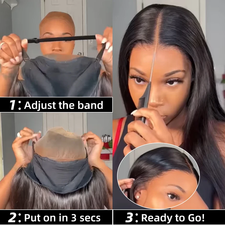 6X4 Glueless Human Hair Wigs Straight Lace Front Wigs For Women Quick Install Wigs HD Lace ready to Wear And Go Glueless Wig