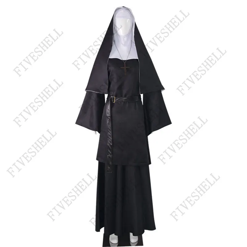 Medieval The Nun Cosplay Costume Halloween Costume for Women The Conjuring Cosplay Long Dress Adult Horror Ghost