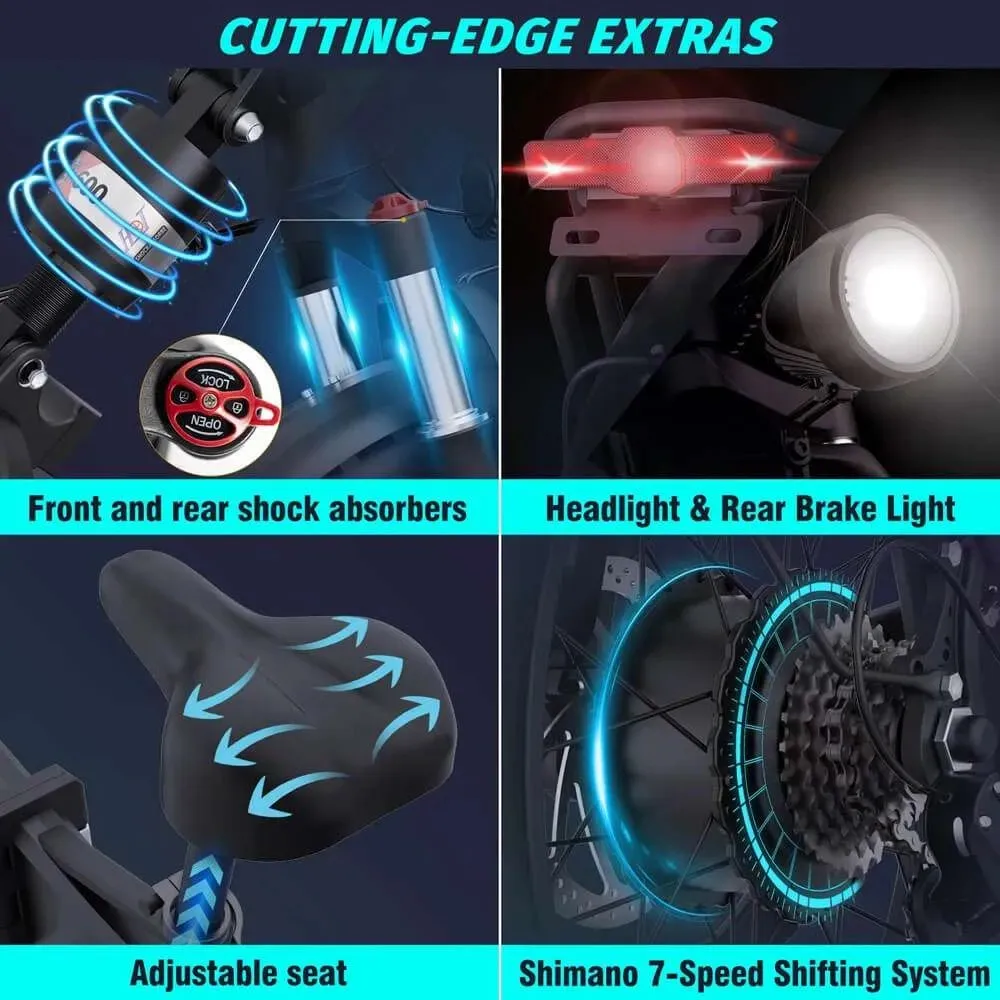 New H20 Pro Mountain E-bike 2000W Powerful Dual motor 48V 23AH 20inch*4.0 Fat Tire Snow Electric Bicycle Foldable Ebike Sd72a8456fd4743518f4b53d8c70a15fcW