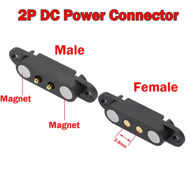 Neue Magnetische Pogo Pin Stecker 2Pin Pitch 2,8 MM Frühling Geladen  Pogopin Männlich-weibliche Kontaktieren