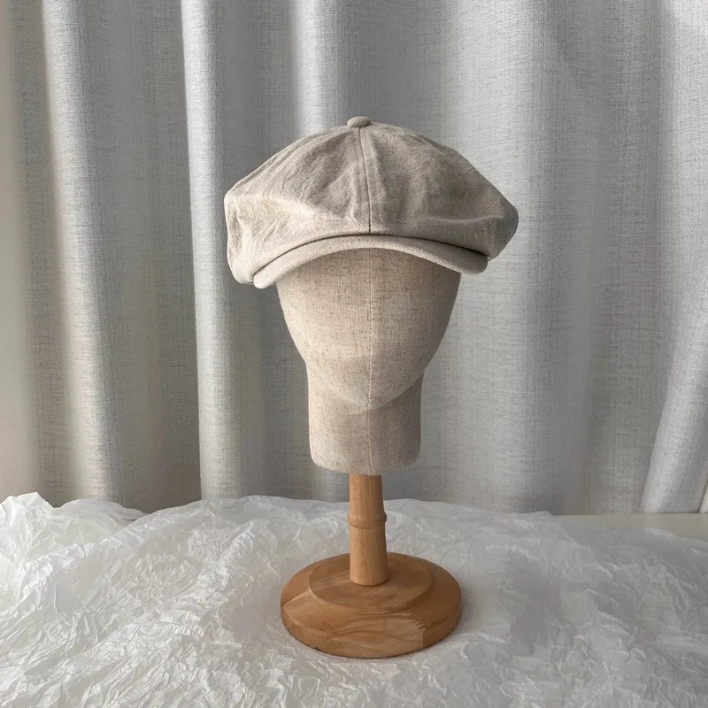 Men New Cotton Linen Big Size 63CM Newsboy Caps Spring Summer Thin Breathable Retro Berets Fashion Casual Octagonal Hats 60cm cotton newsboy cap berets hat