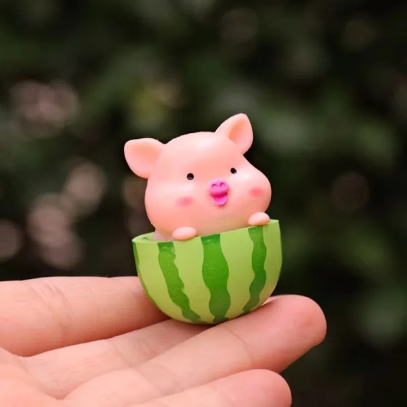 Kawaii Landscape Fairy Garden Miniature Figurines Home Decor Art Accessories Party Decoration Cartoon Raincoat Pig Action Figure