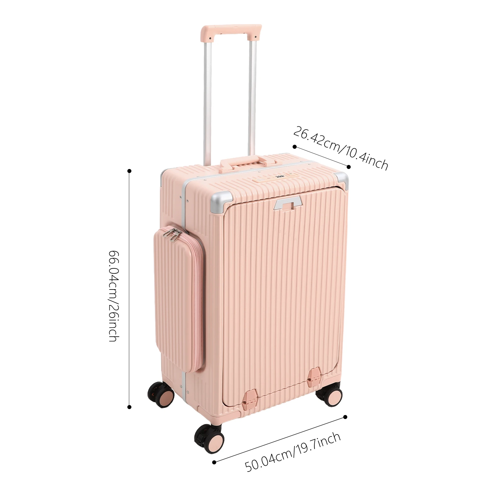 24 Zoll Drei-Öffnungs-Koffer mit Vorderfach, Hartschalen-Reisekoffer mit 4 Rollen – Detail 35