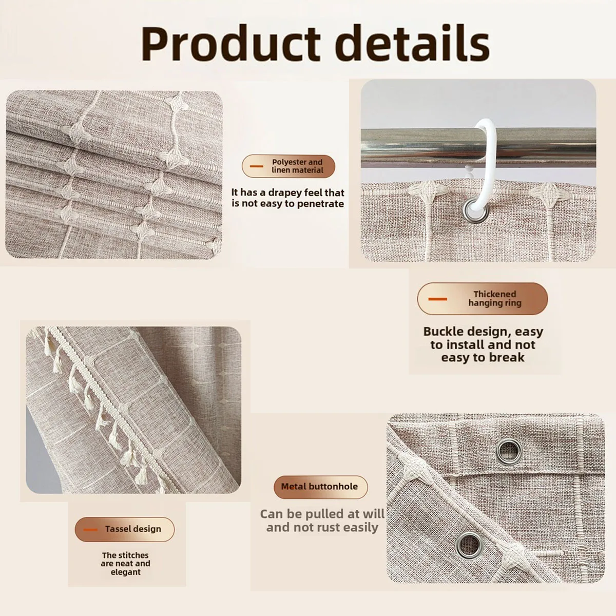 Boho Chic Striped Shower Curtain White Hooks Waterproof Machine Washable Polyester Bathroom/Decor Shower Curtain 1 Set