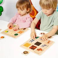 Wooden Logical Thinking Matching Puzzle Cognitive Board Montessori Teaching Aid Fruit Animal Pairing Board Educational toys 2