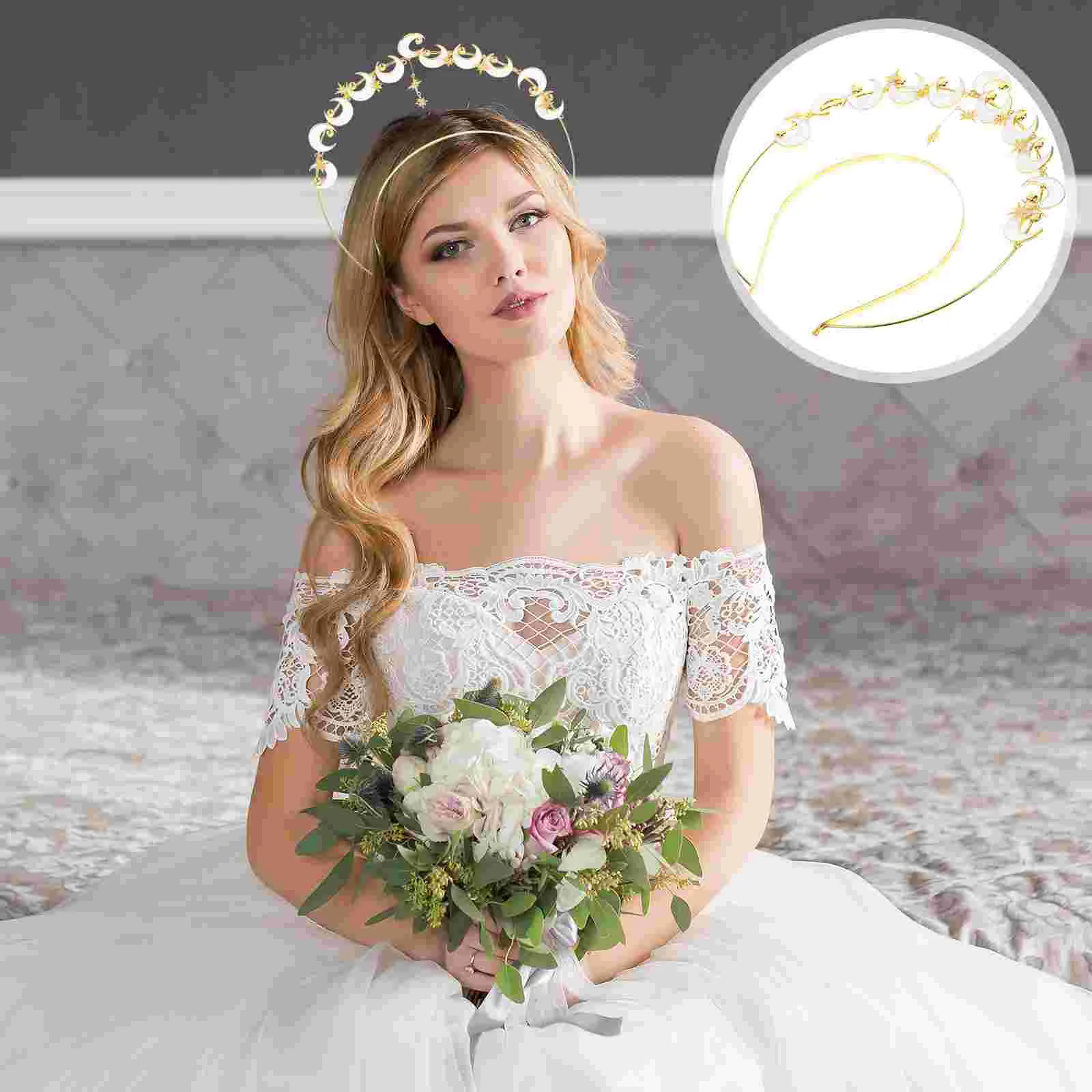 

Moon Headband Women Crown Hair Band Metal Headpiece for Wedding Prom Party