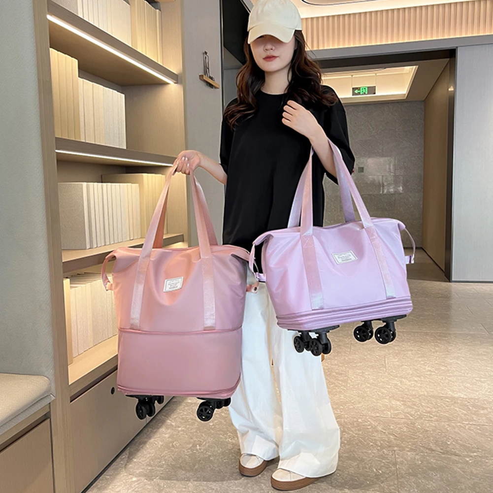 Expandable Duffle Pack Lightweight Collapsible Trolley Bag Large Capacity Dry-Wet Separation Unisex Business Trip Bag