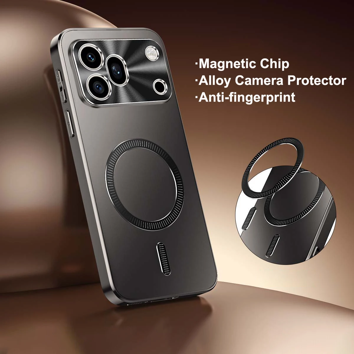 Magnetic Shockproof Case with Alloy Metal Lens and Matte Finish