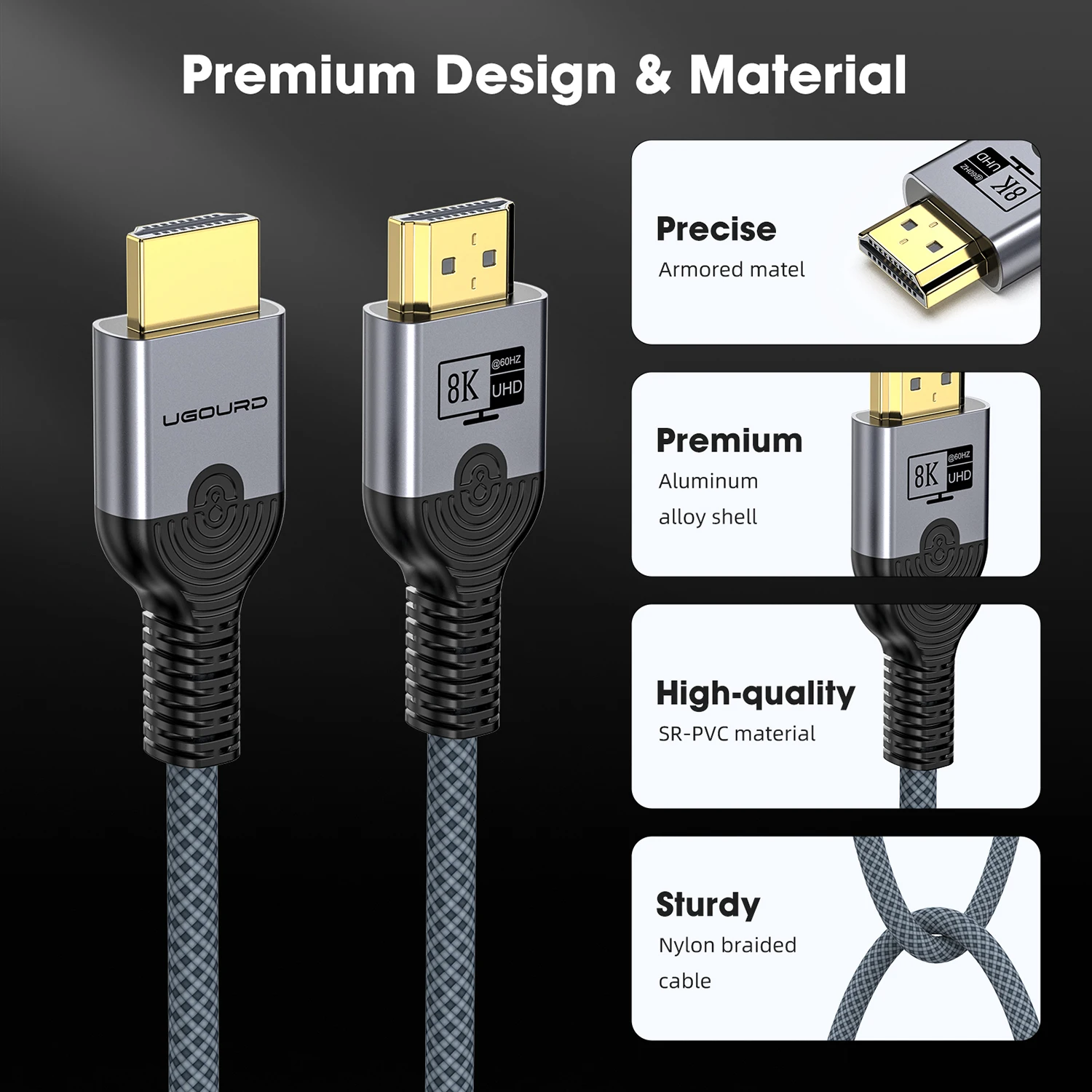 XAOSUN Cavo HDMI 2.1 Angolo Retto 1,8m 48Gbps 8K/60Hz 4K/120Hz Per PS5, Xbox, TV - 3